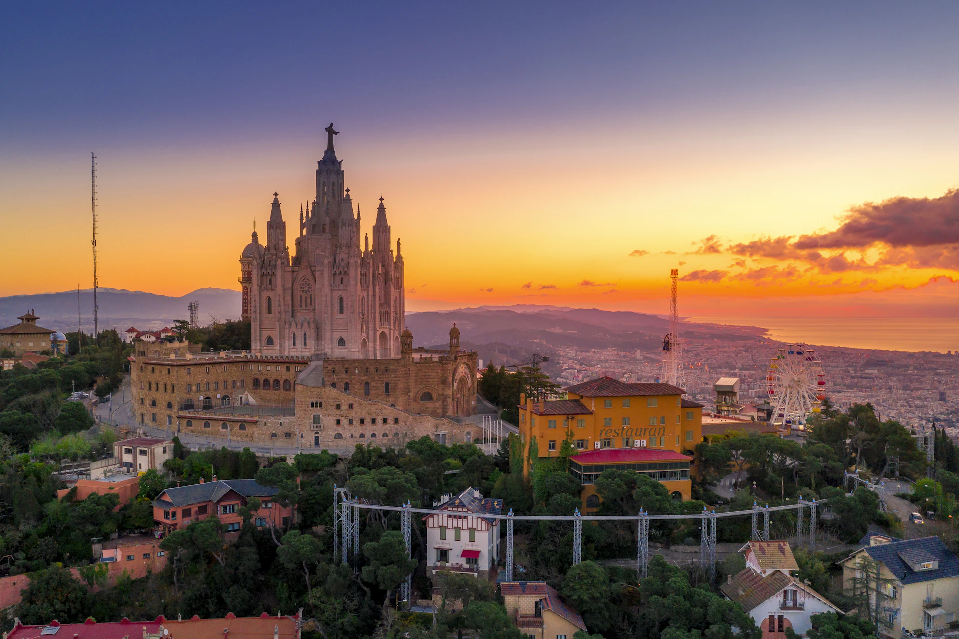 Barcelona skyline with the Sagrada Família at sunset