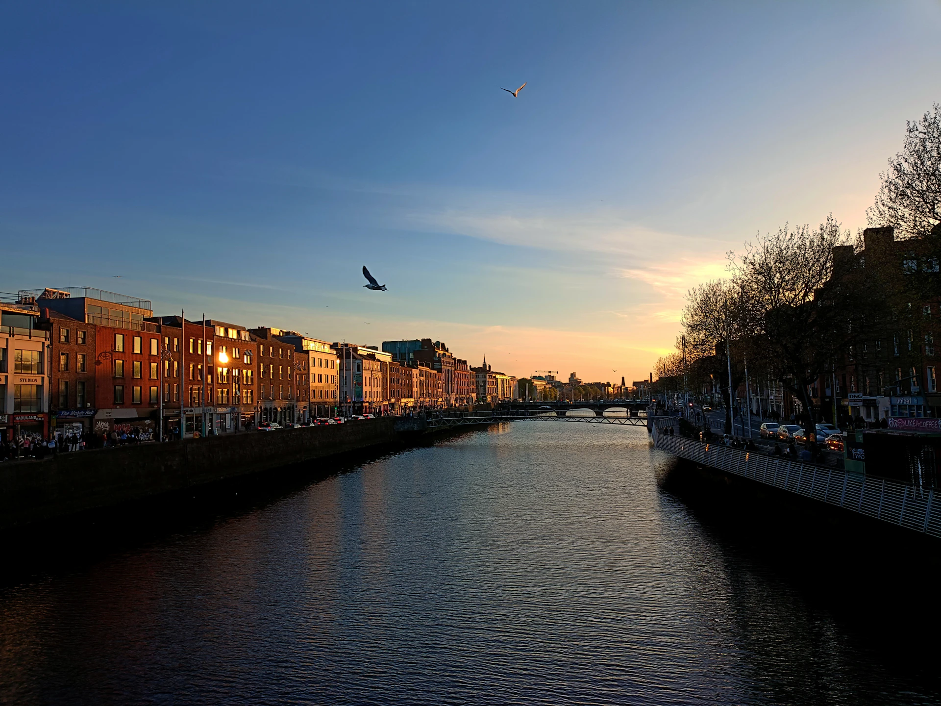 River Liffey at dusk in central Dublin